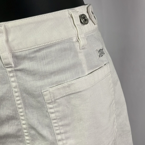 LAUREN Ralph Lauren White Button Front Denim Midi Skirt - Picture 12 of 16
